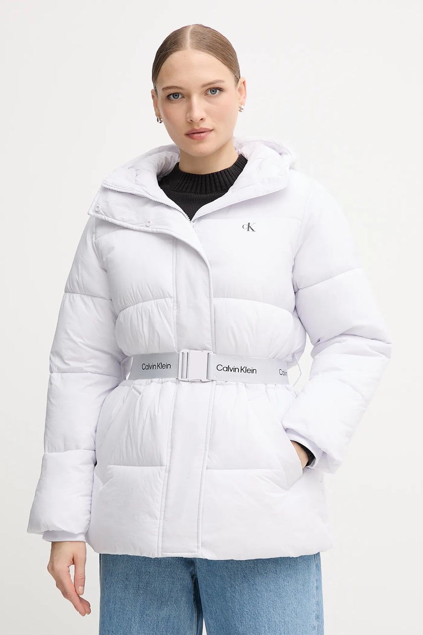 Levně Bunda Calvin Klein Jeans fialová barva, zimní, LV047D507G