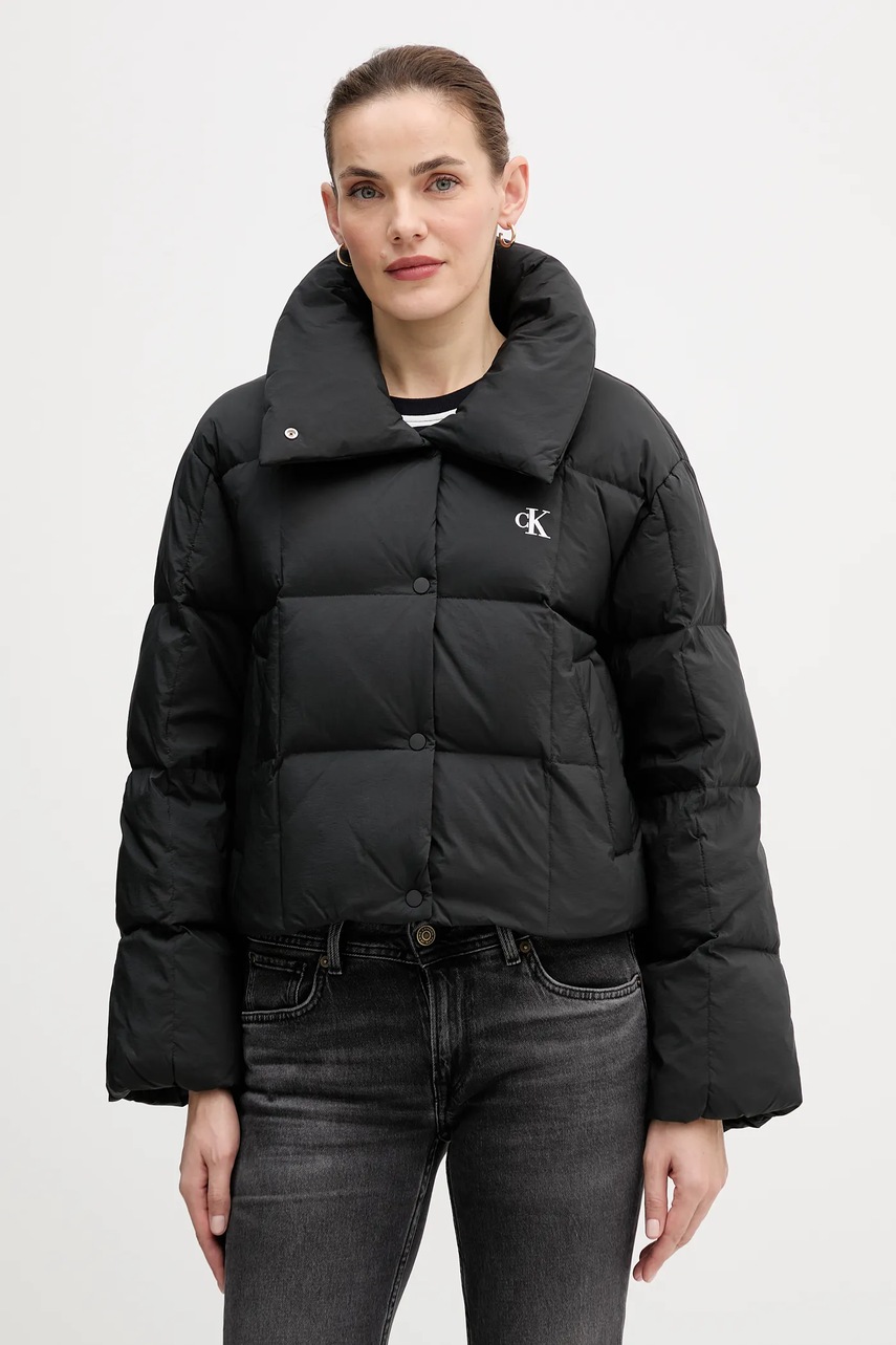 Levně Péřová bunda Calvin Klein Jeans černá barva, zimní, LV044D521G