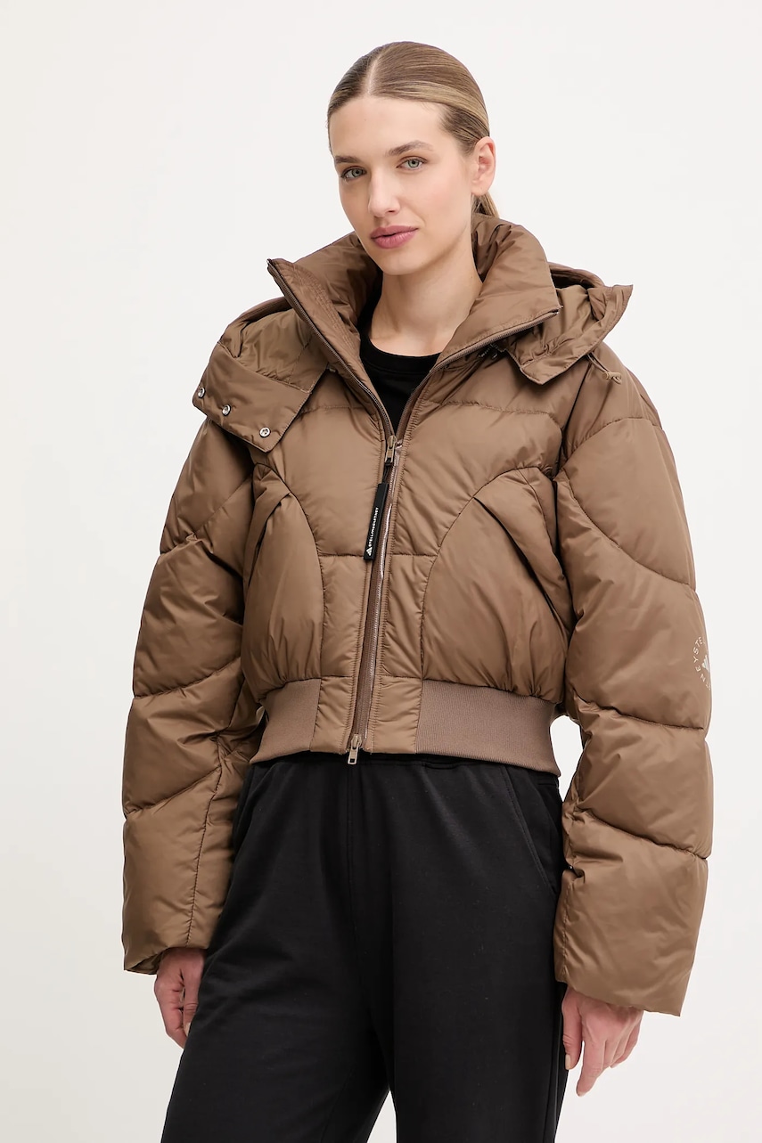 adidas by Stella McCartney geacă ASMC Crop culoarea maro, de iarna, JM3652