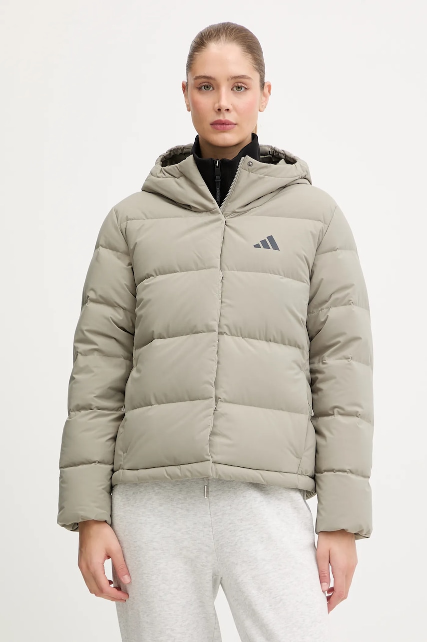 adidas geacă de puf Helionic culoarea verde, de iarnă, JX3027