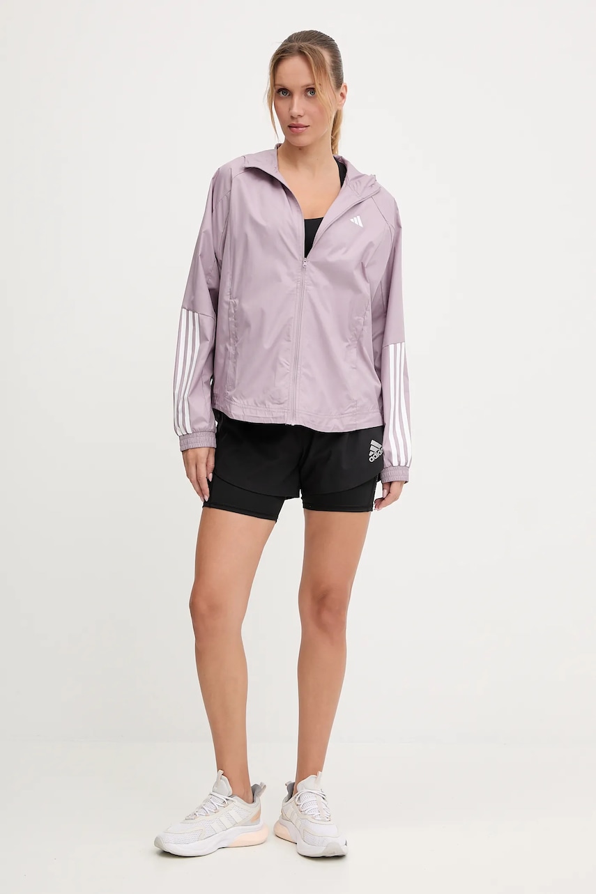 Куртка для бега adidas Performance HYGLM цвет розовый демисезонная JX7382 Куртка для бега adidas Performance HYGLM цвет розовый демисезонная JX7382