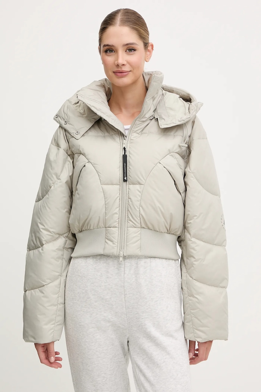 adidas by Stella McCartney geacă ASMC Crop culoarea bej, de iarnă, oversize, KA0645