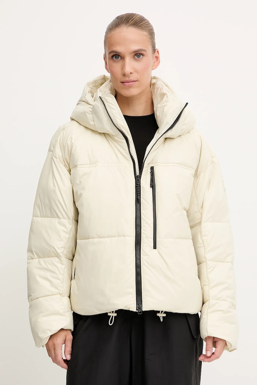 adidas by Stella McCartney geacă culoarea bej, de iarnă, oversize, JV8548