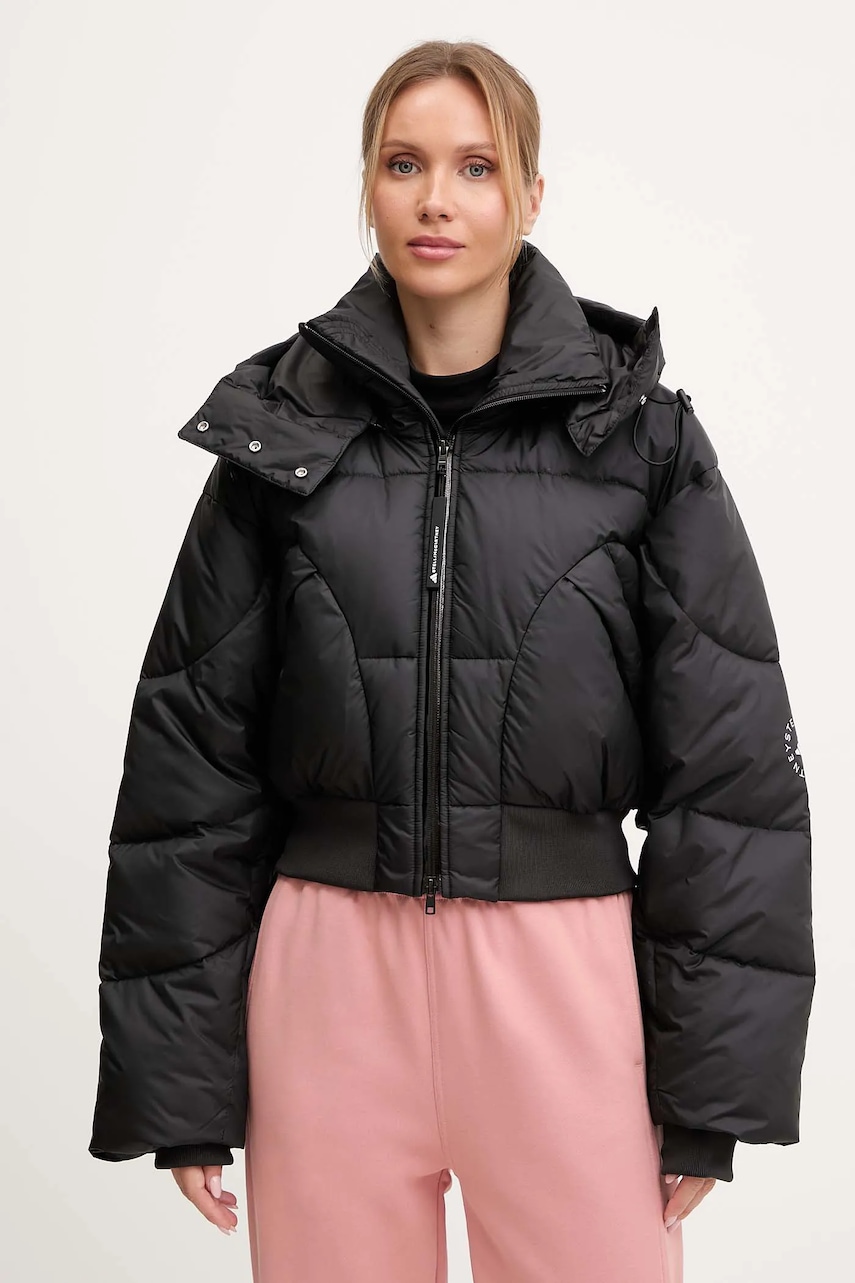 adidas by Stella McCartney geacă ASMC Crop culoarea negru, de iarnă, JW2027