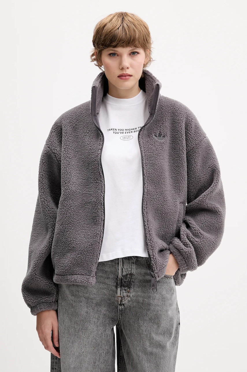 adidas Originals hanorac fleece Essentials culoarea gri, uni, JW2784