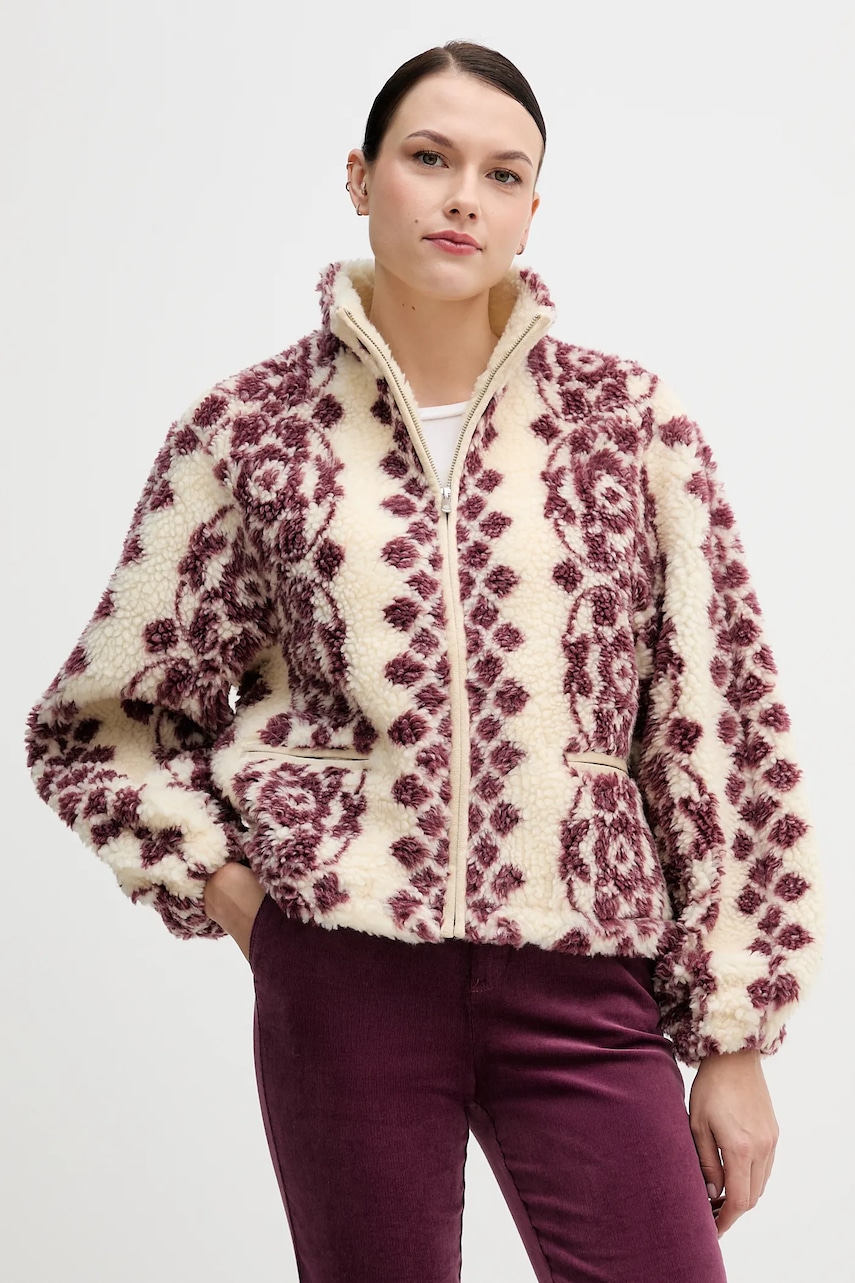 Hoss Intropia hanorac fleece culoarea bej, cu imprimeu, 5452482