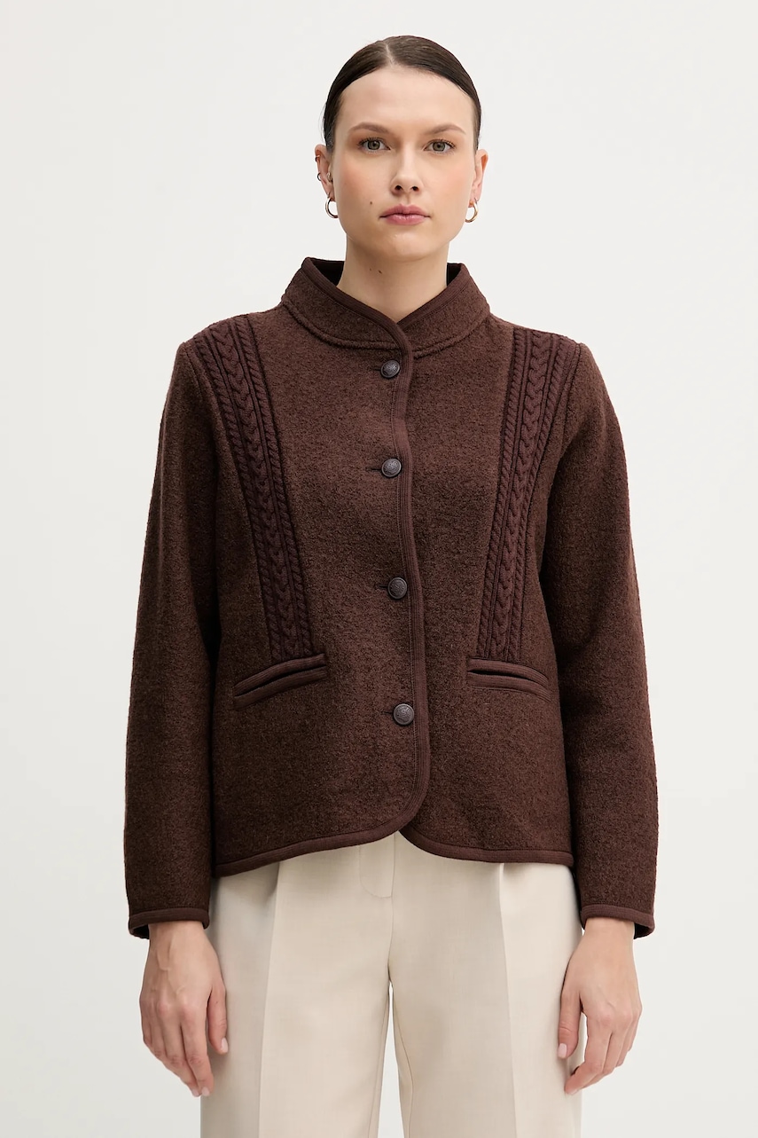 Hoss Intropia geacă de lână culoarea maro, de tranziție, 5432678