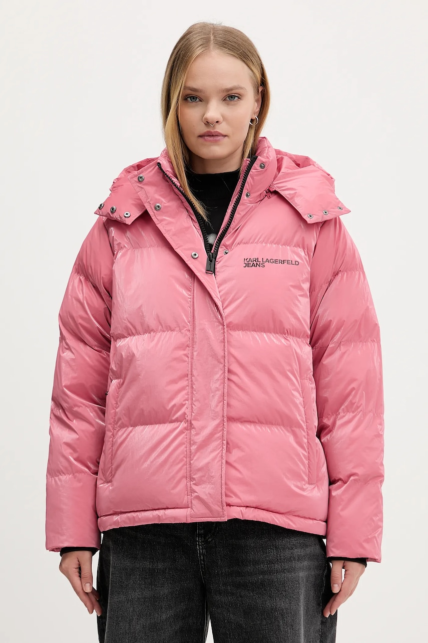 Karl Lagerfeld Jeans geacă culoarea roz, de iarna, A4W15020