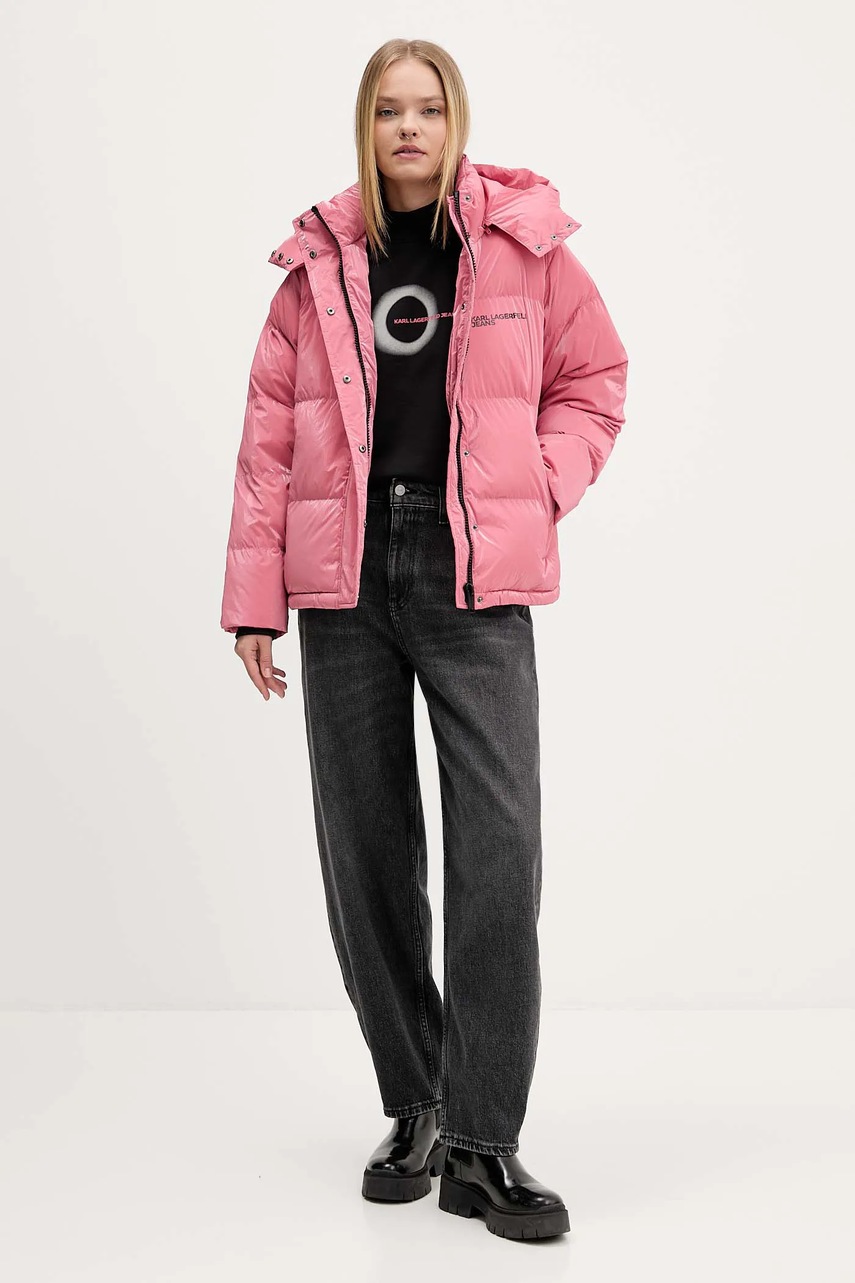 Куртка Karl Lagerfeld Jeans цвет розовый зимняя A4W15020
