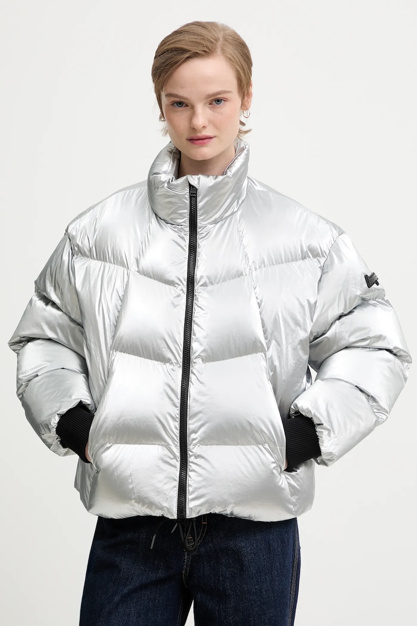 Hugo Blue geacă culoarea argintiu, de iarnă, oversize, 50546368