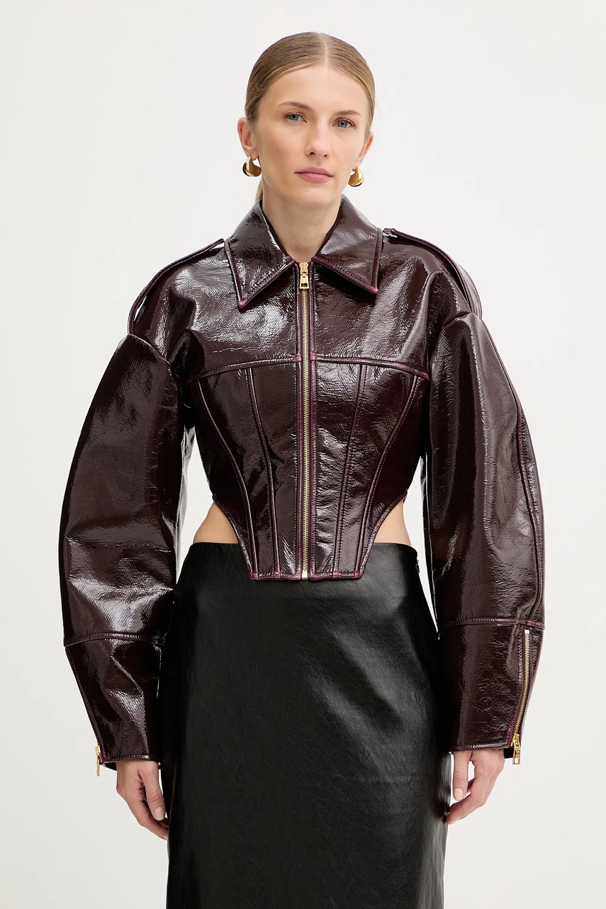 Elisabetta Franchi geacă culoarea bordo, de tranziție, GB00458E2