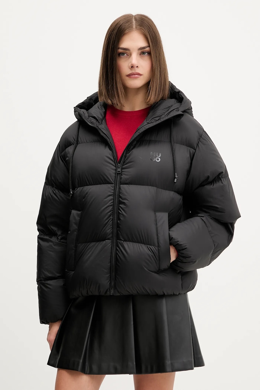 HUGO geacă de puf culoarea negru, de iarna, 50546344