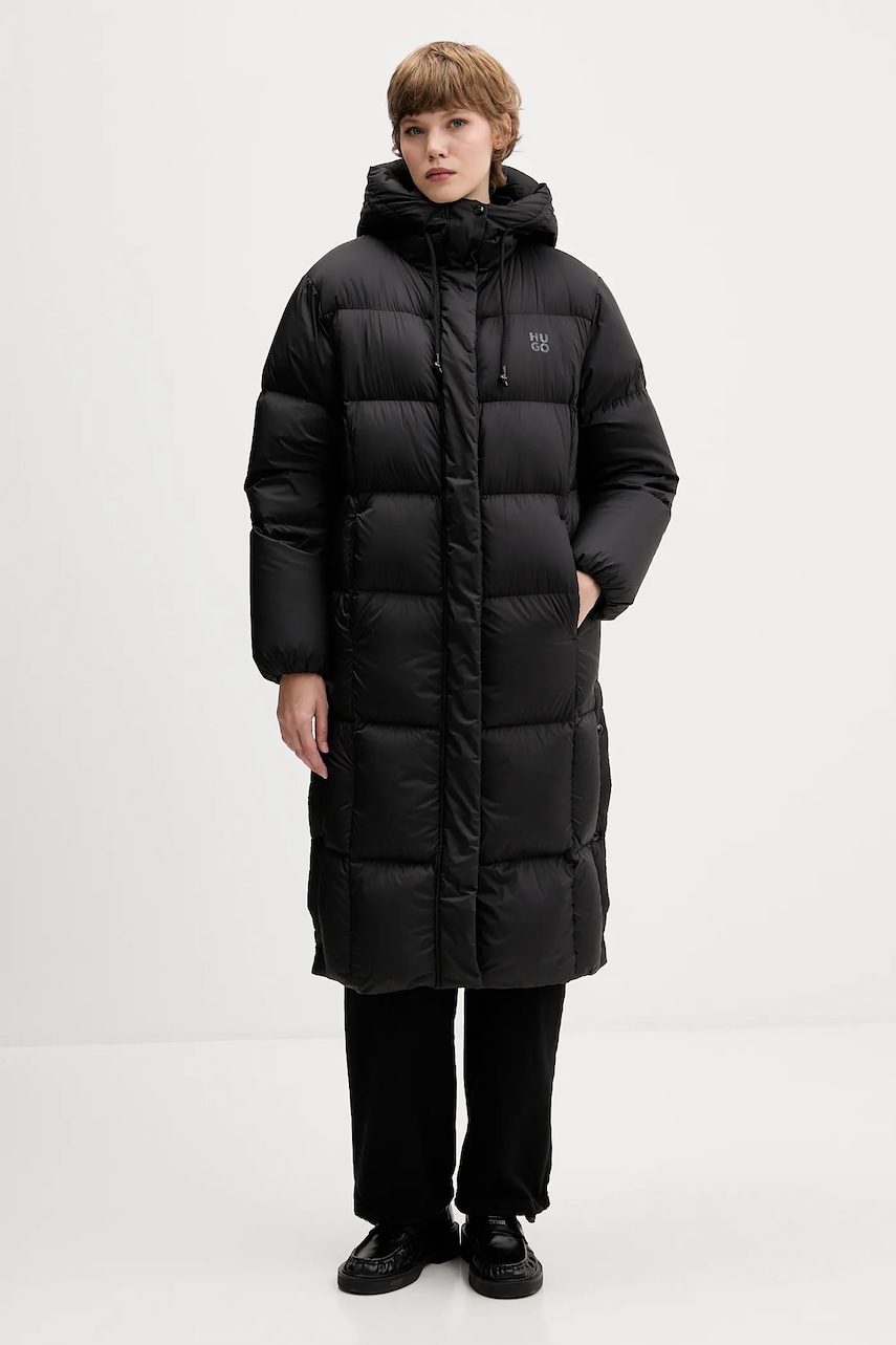 HUGO geacă de puf culoarea negru, de iarnă, oversize, 50546355