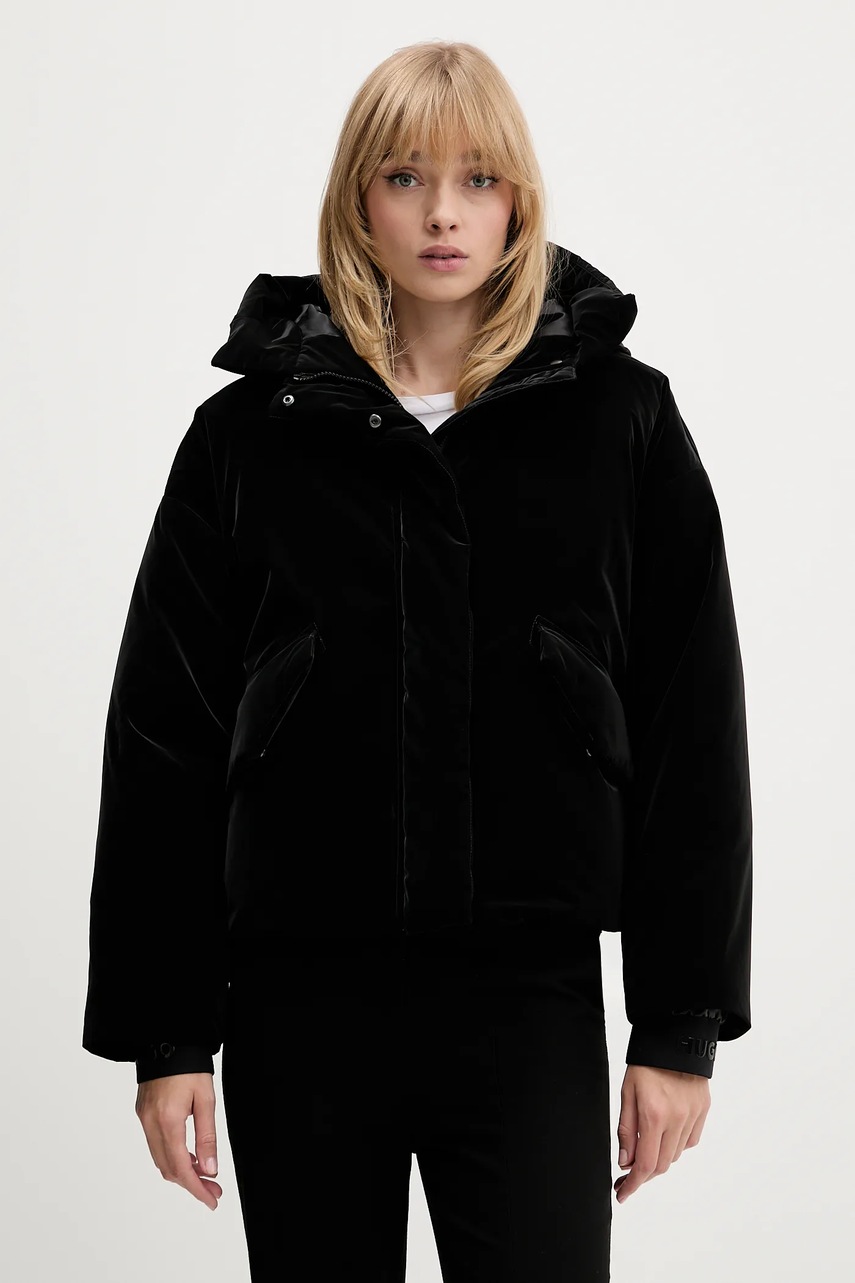 Levně Bunda HUGO černá barva, zimní, oversize, 50555260