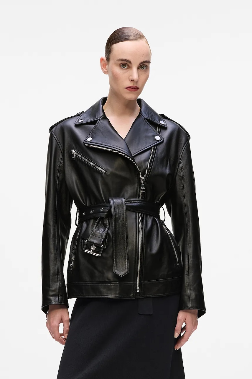 Karl Lagerfeld geacă de piele culoarea negru, de tranziție, A4W14061