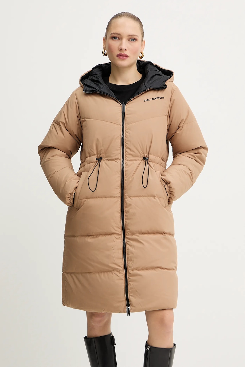 Karl Lagerfeld geacă de puf cu doua fete culoarea negru, de iarnă, A4W15045