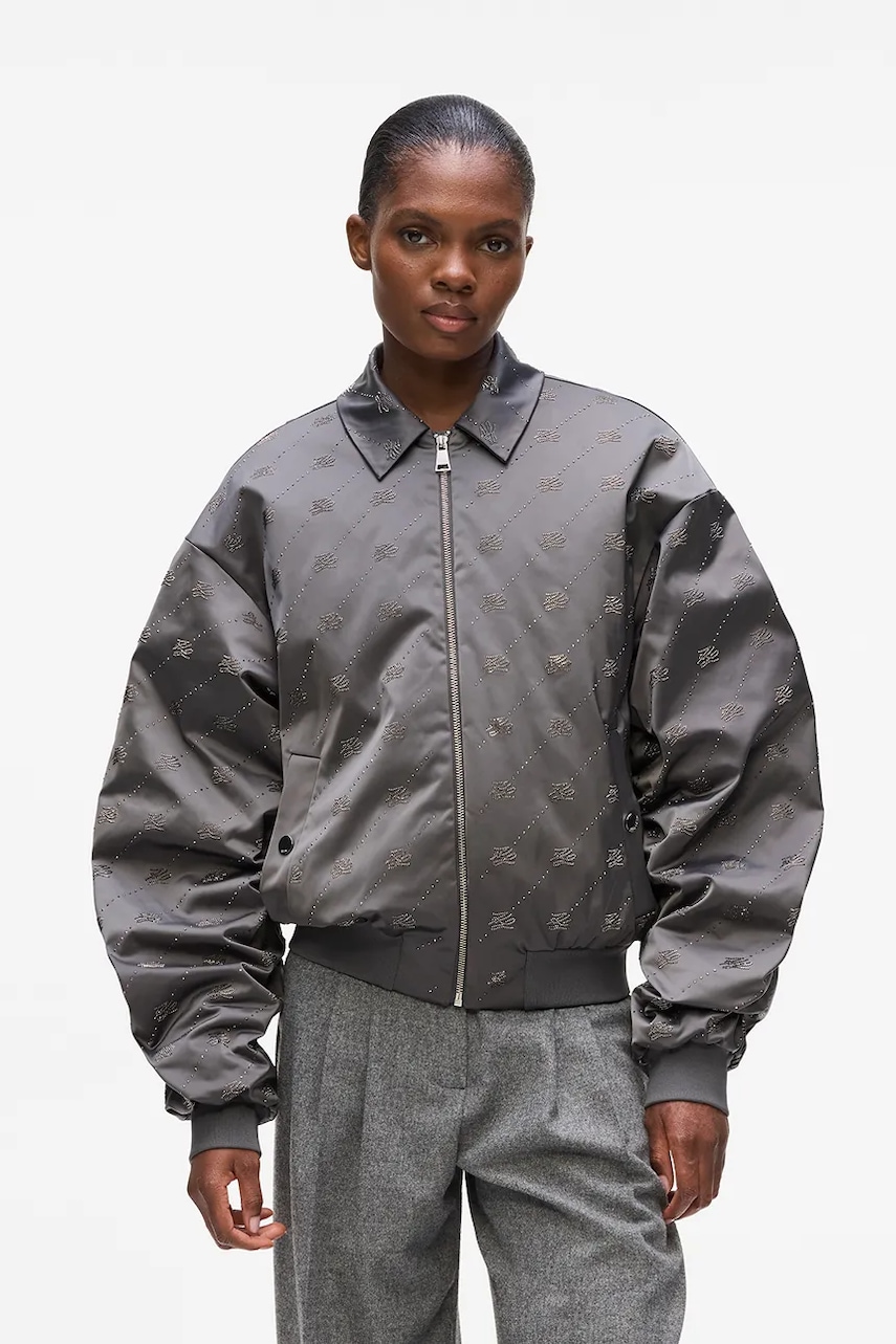 Karl Lagerfeld geacă bomber culoarea gri, de tranziție, A4W14046