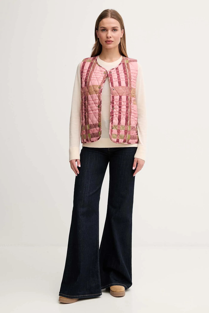 Безрукавка Barbour x Farm Rio цвет розовый демисезонная LLI0024