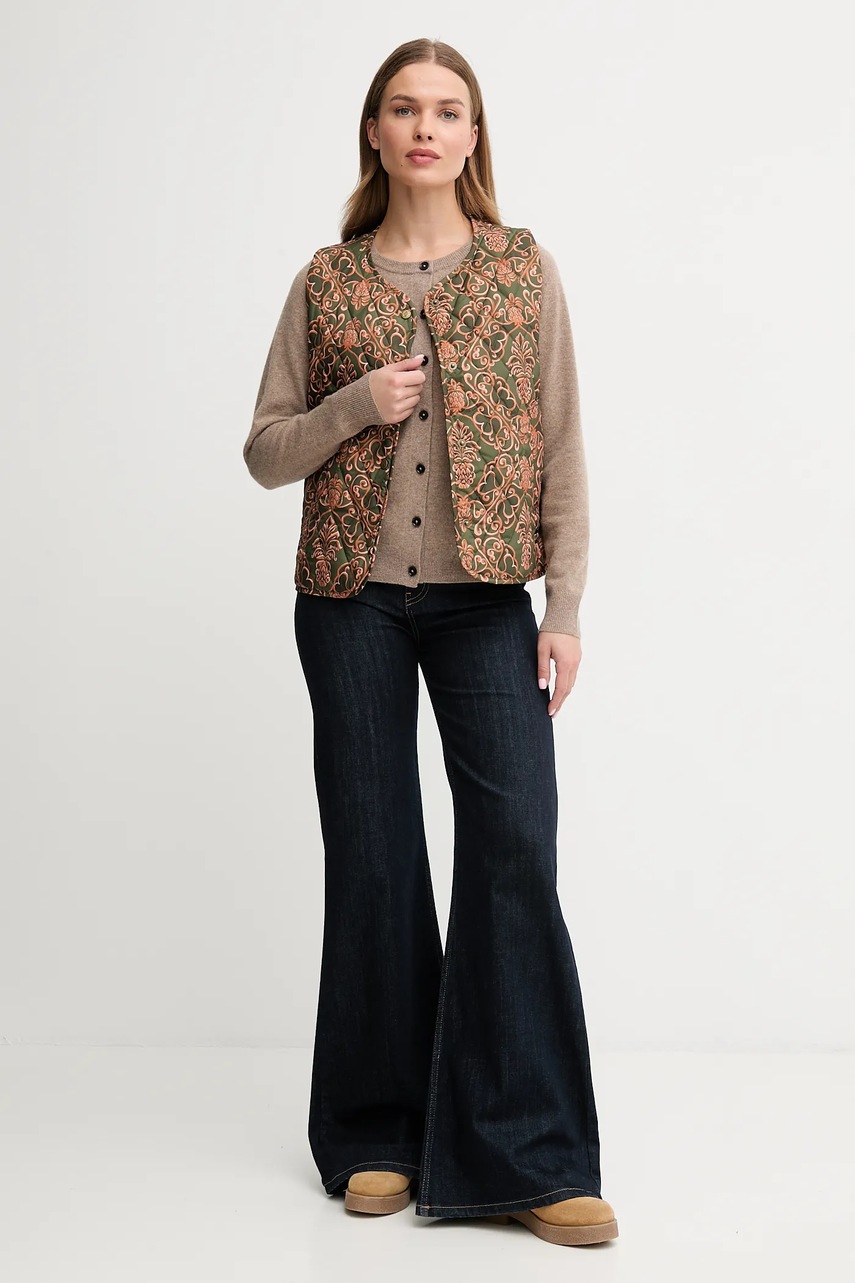 Безрукавка Barbour x Farm Rio цвет зелёный демисезонная LLI0024