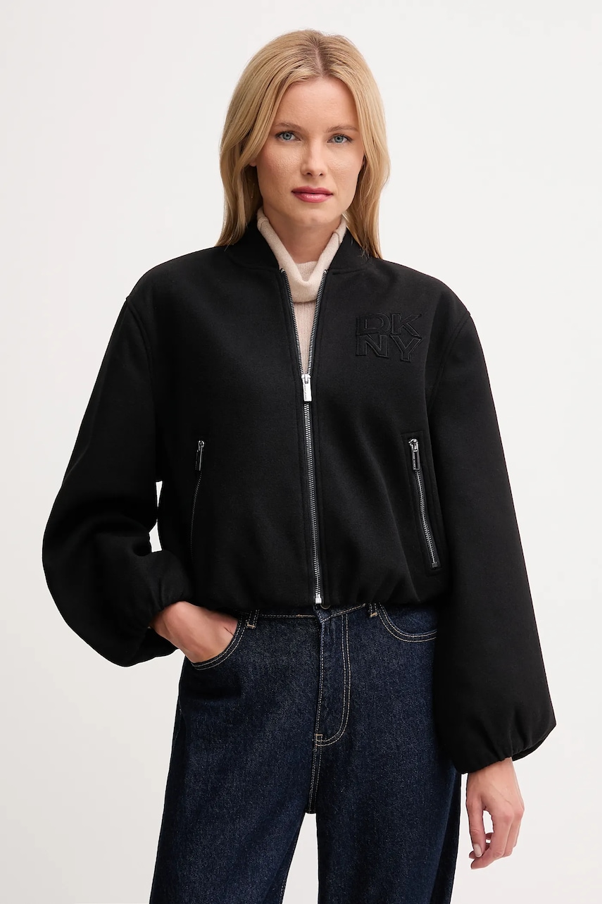 Levně Bomber bunda Dkny černá barva, přechodná, DJ5J6178