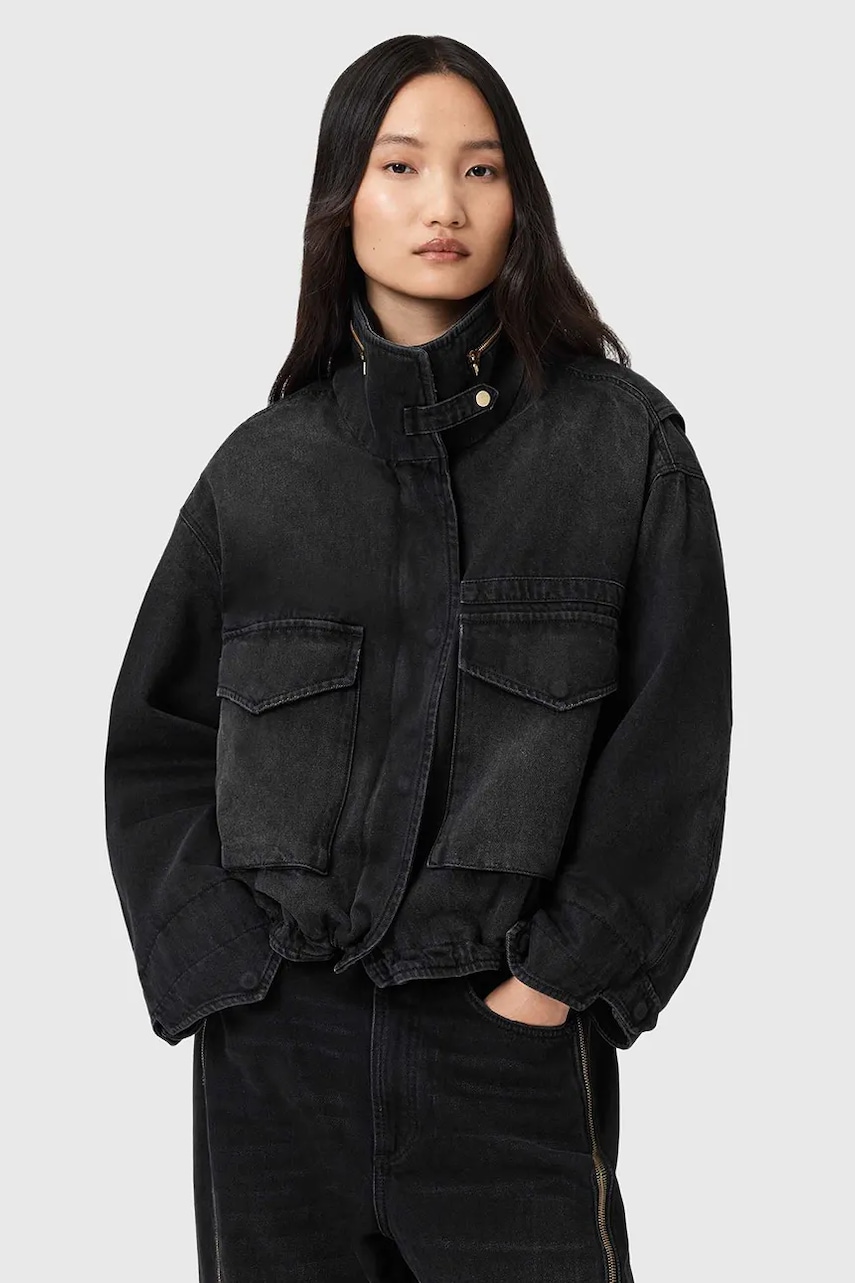 AllSaints geacă jeans CLAY culoarea negru, de tranziție, W118OD