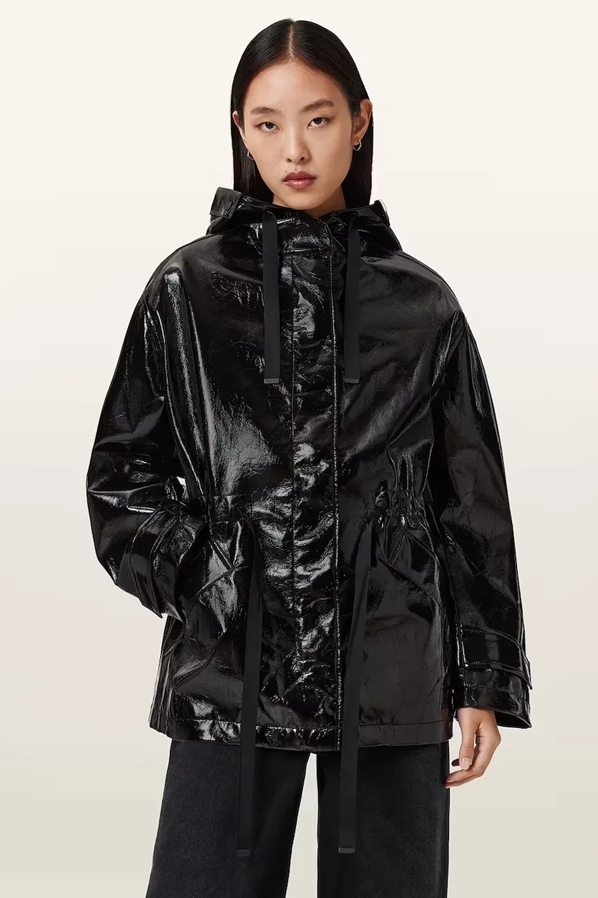 Levně Bunda AllSaints KELSIE černá barva, přechodná, W130OD