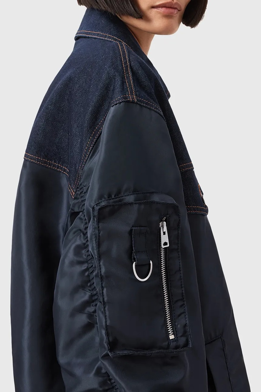 Куртка-бомбер AllSaints VERITY цвет синий демисезонная oversize W024OD