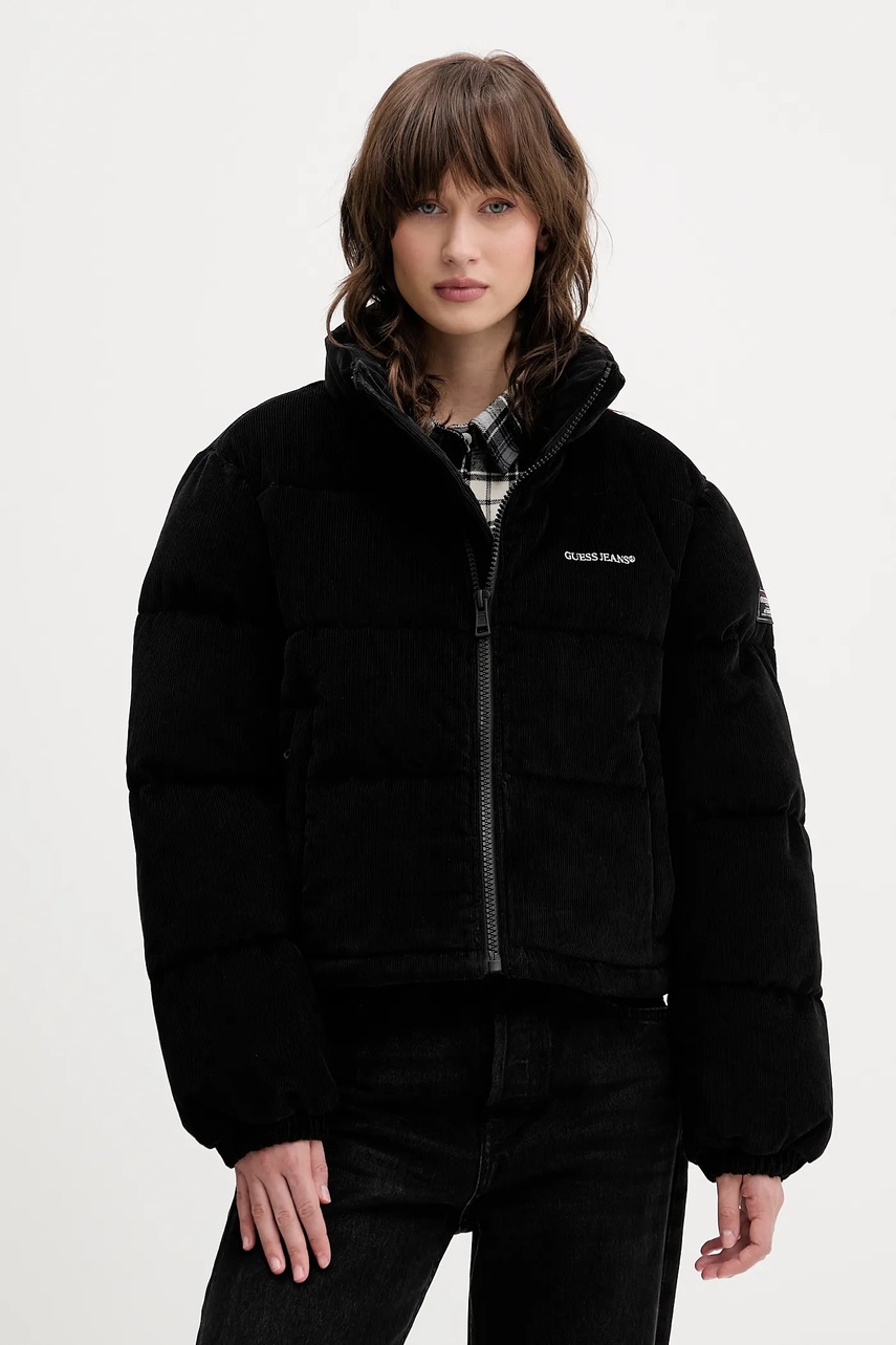 

Джинсово яке Guess Jeans в черно зимен модел W5BL17 W2061, Черен
