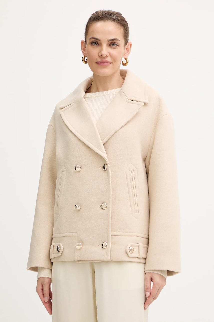 Morgan haină cu lână culoarea bej, GMOON