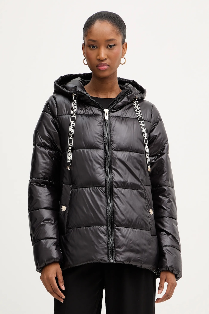 Morgan geacă culoarea negru, de iarnă, GMODOU