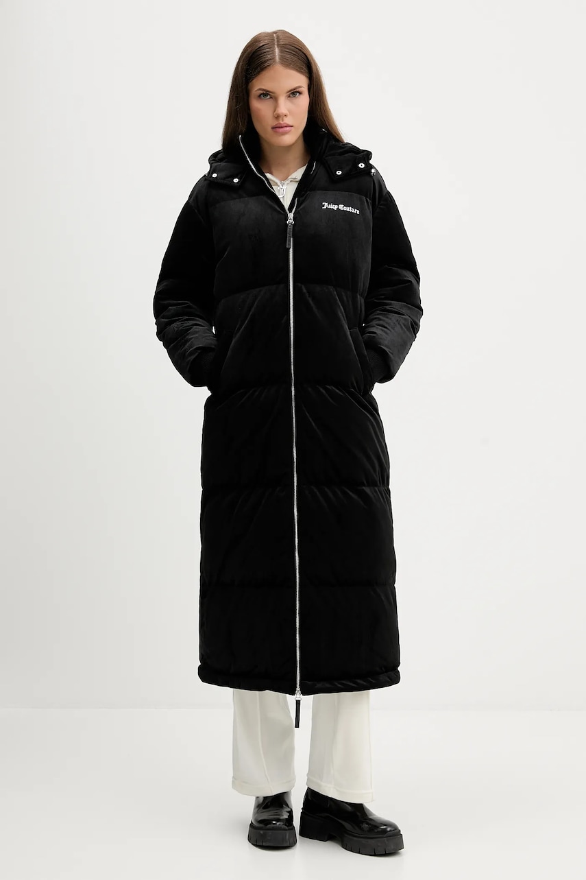 Juicy Couture jachetă de catifea culoarea negru, de iarnă, JCOIJ225552