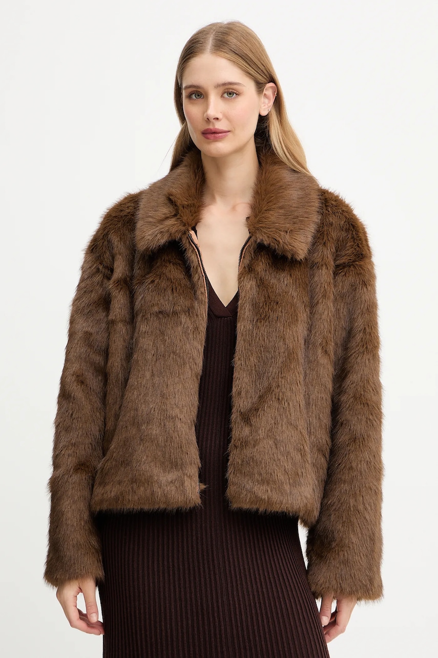 Bardot palton culoarea maro, 59474JB3