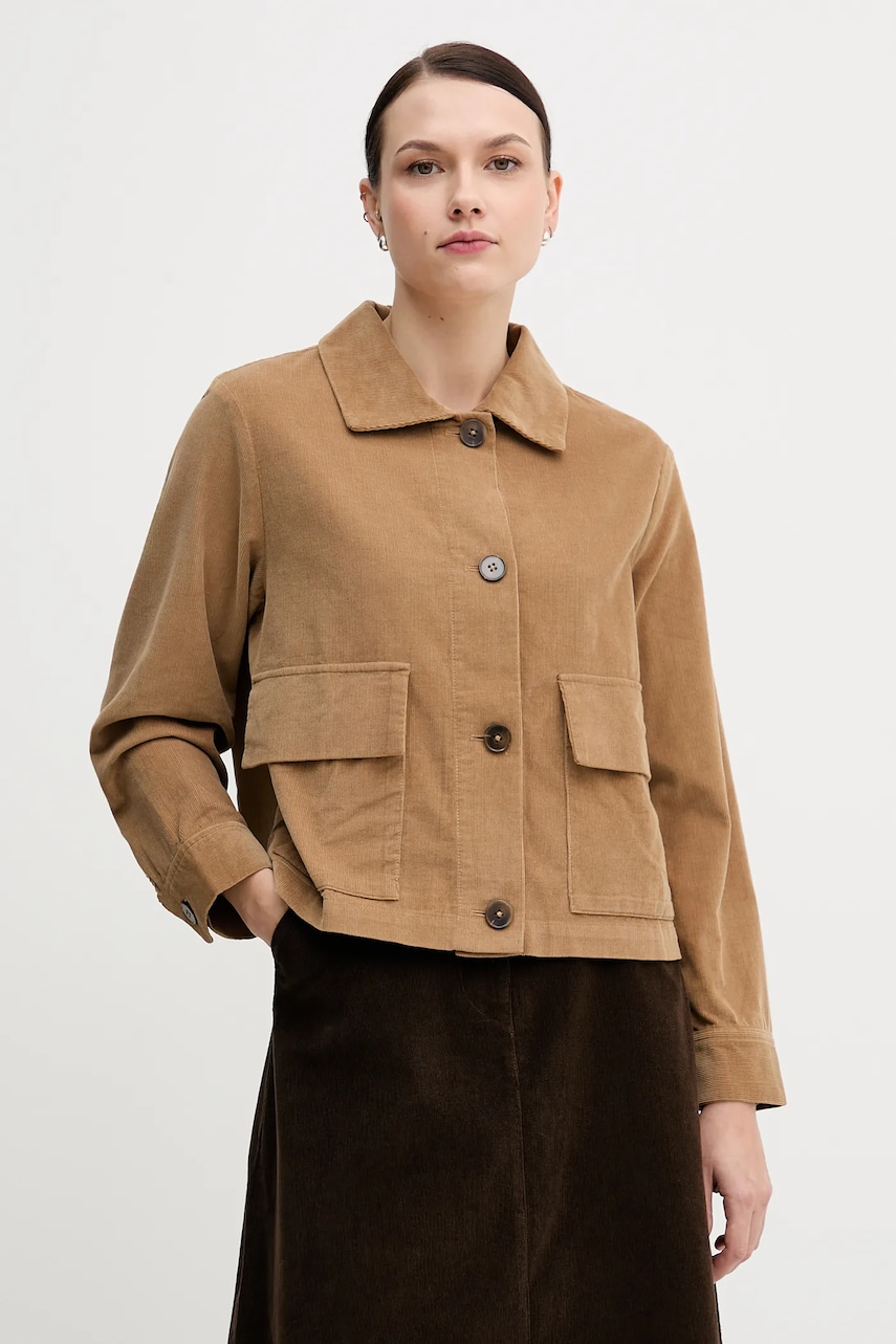 United Colors of Benetton cămașă din velur culoarea maro, cu guler clasic, regular, 294BDN091