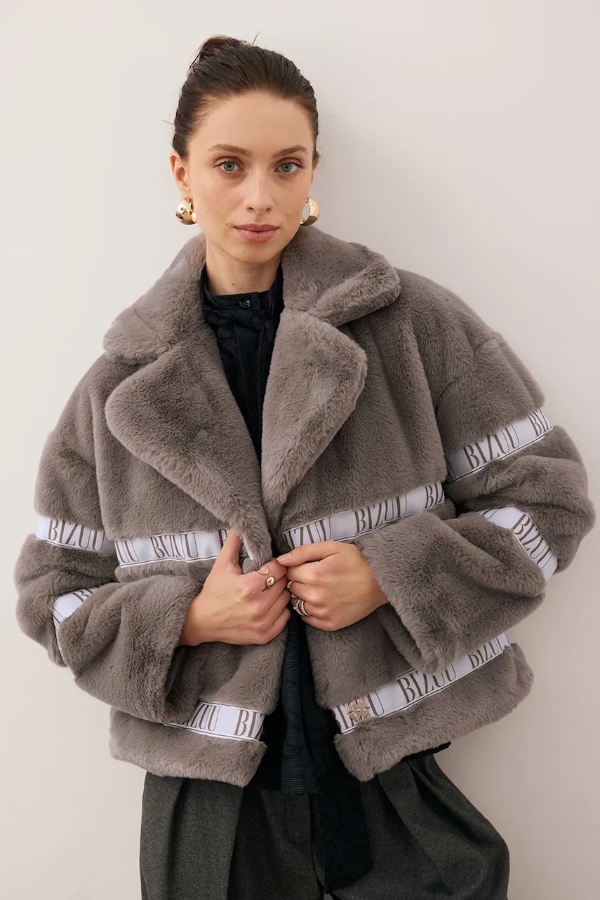 Bizuu geacă GREGORIA culoarea maro, de tranzitie, oversize, GREGORIA TAUPE