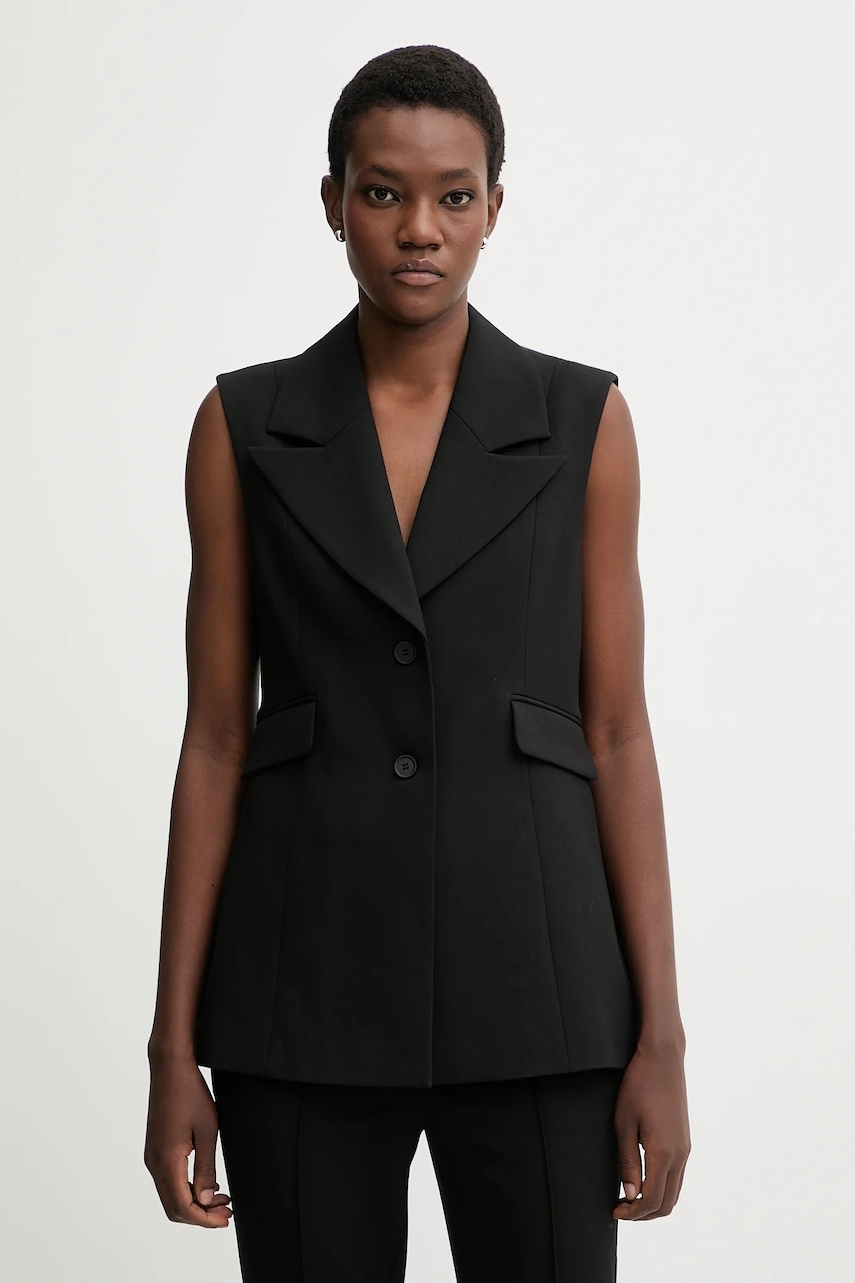 AllSaints vestă ASTRA culoarea negru, un singur rând de nasturi, W043QD