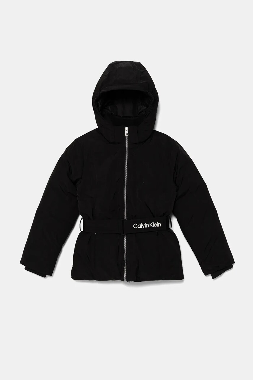 Levně Dětská bunda Calvin Klein Jeans černá barva, IG0IG02976