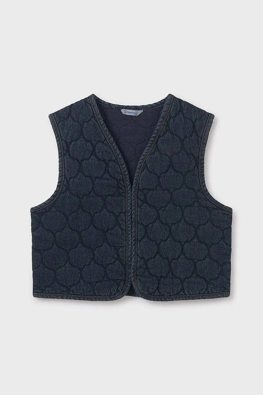 Детский джинсовый жилет Mayoral цвет синий 7319 Детский джинсовый жилет Mayoral цвет синий 7319