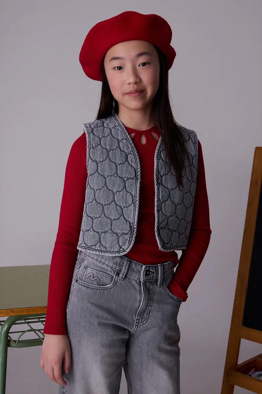 Mayoral vestă din denim pentru copii culoarea gri, 7319