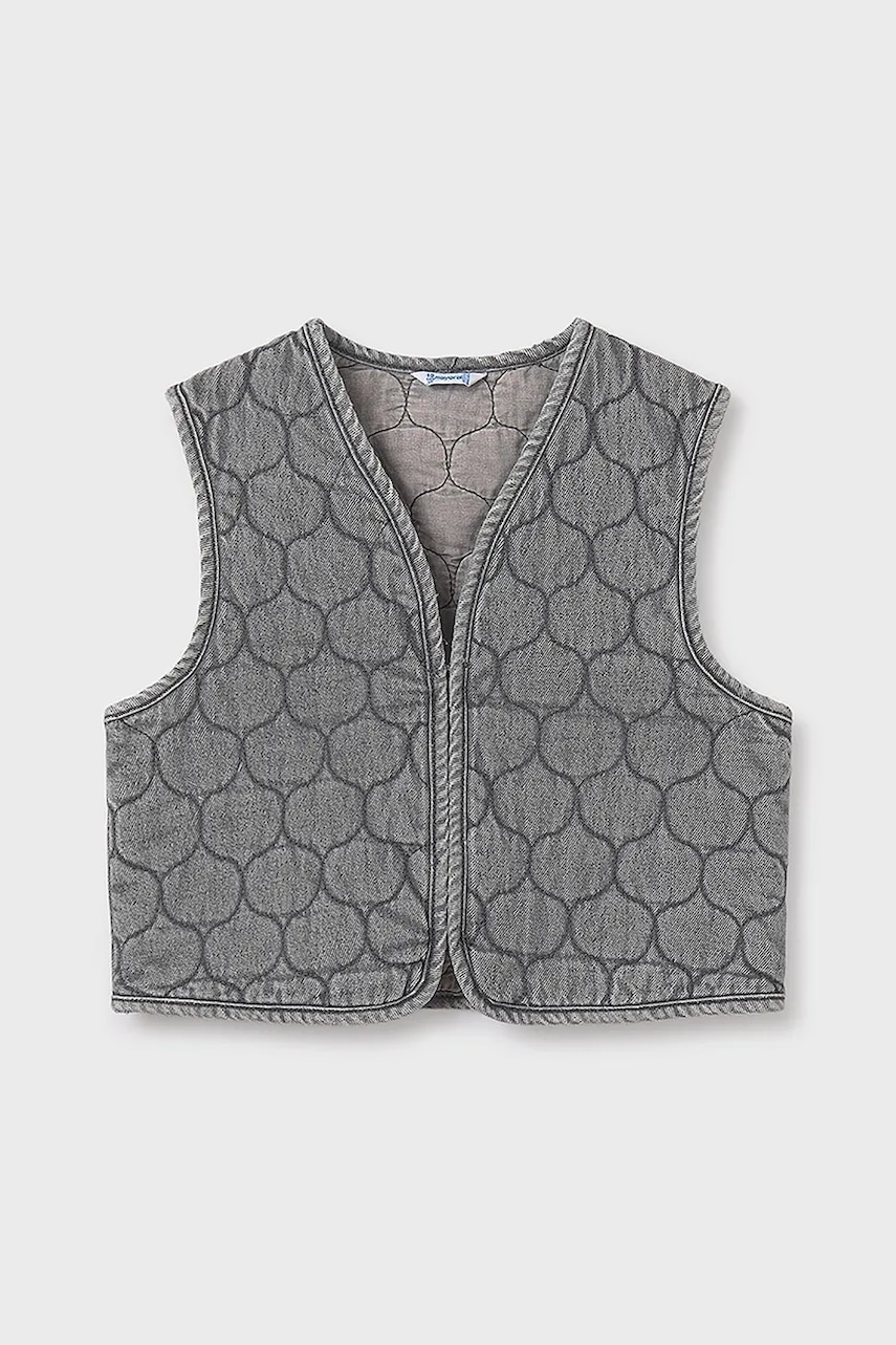 Детский джинсовый жилет Mayoral цвет серый 7319 Детский джинсовый жилет Mayoral цвет серый 7319