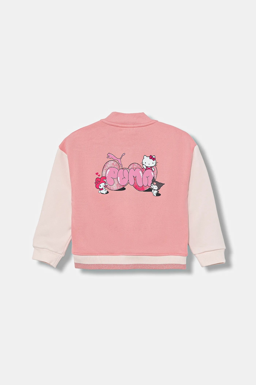 Puma bluză copii PUMA X HELLO KITTY & FRIENDS Bomber Jacket FL culoarea roz, uni, 632394