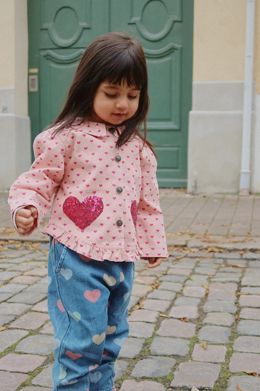 Konges Sløjd geacă de bumbac pentru copii NOLA SEQUIN SHIRT JACKET GOTS culoarea roz, KS103948