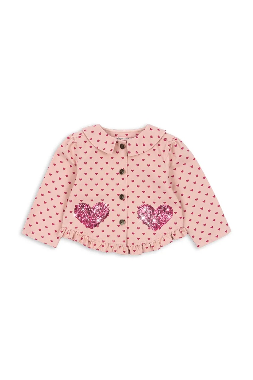 Детская хлопковая куртка Konges Sløjd NOLA SEQUIN SHIRT JACKET GOTS цвет розовый KS103948
