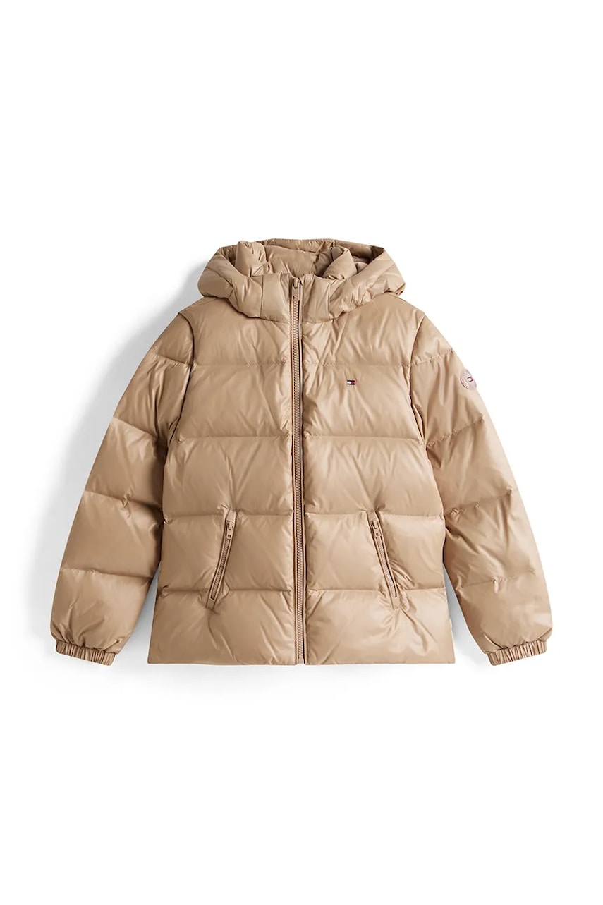 Детская пуховая куртка Tommy Hilfiger цвет коричневый KG0KG08758 Детская пуховая куртка Tommy Hilfiger цвет коричневый KG0KG08758