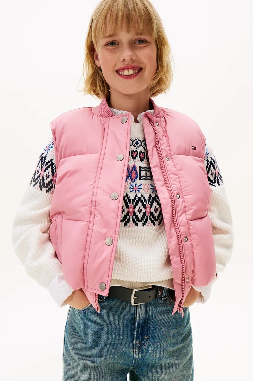 Levně Bunda Tommy Hilfiger růžová barva, KG0KG08856