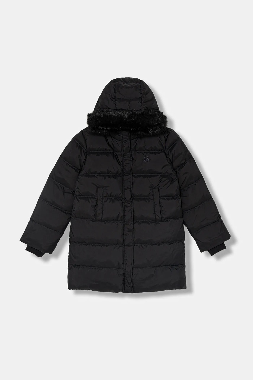 United Colors of Benetton geacă de puf pentru copii culoarea negru, 2WU0CN04Z
