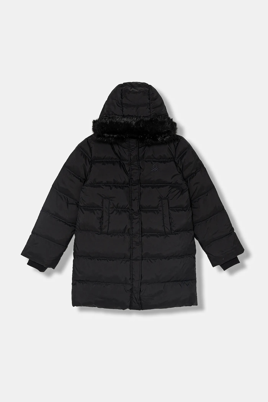 United Colors of Benetton geacă de puf pentru copii culoarea negru, 2WU0CN04Z