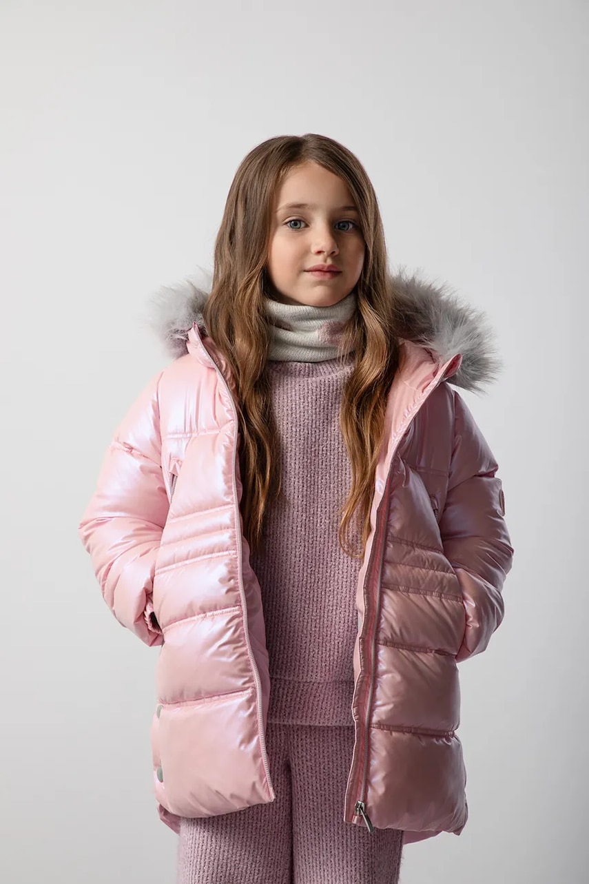 Levně Dětská bunda Coccodrillo růžová barva, OUTERWEAR GIRL KIDS