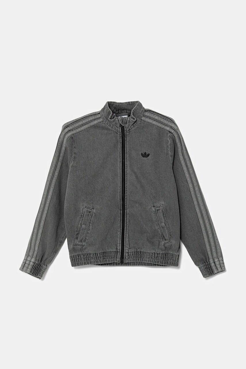 adidas Originals geacă de blugi pentru copii culoarea gri, JV7801