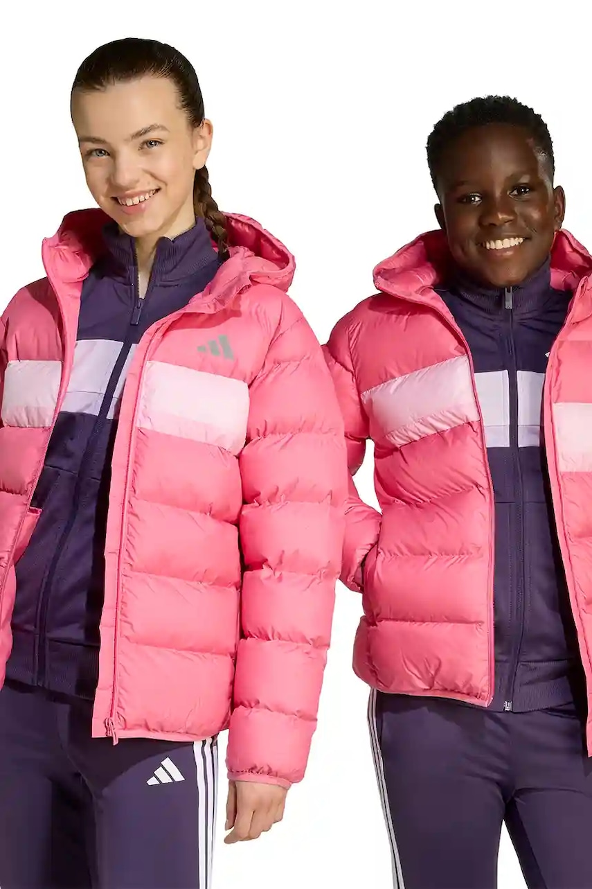Levně Dětská bunda adidas růžová barva, JL7433