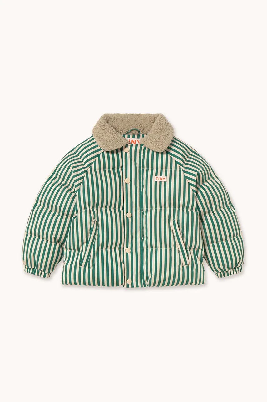 Детская куртка Tinycottons GREEN STRIPES PADDED JACKET цвет зелёный AW25-143